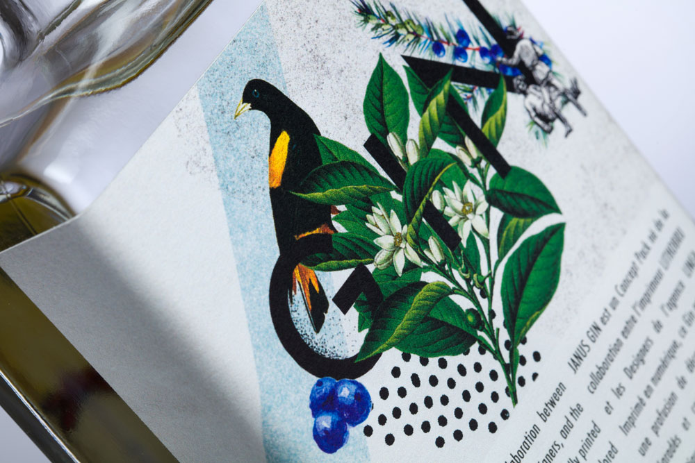 Close up of Janus Gin Back Label